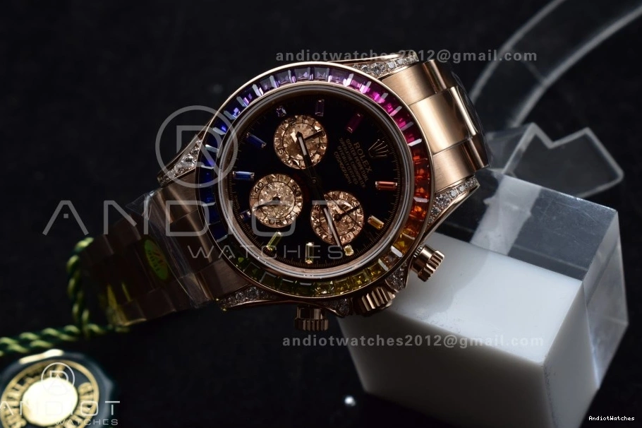 Rainbow Daytona Bracelet Black ZF Best Diamonds 1:1 116595RBOW Edition Durable on SH 776 RG Dial 1004